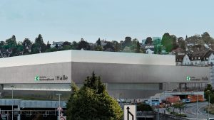 Visualisierung der St.Galler Kantonalbank Halle (Foto: Olma Messen St.Gallen AG)
