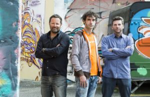 Event- und Ticketing-Plattform Eventfrog startet in Deutschland Eventfrog-Gründer Reto Baumgartner, Mike Müller und Urs Koller (von links, Foto: Eventfrog)