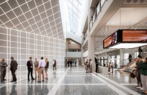 Menschen in der Stadthalle Karlsruhe (Rendering: Messe Karlsruhe/SSP AG)
