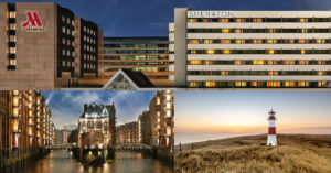 Neue GCB-Partner im Fokus, oben: Marriott und Sheraton Frankfurt (Foto: Matthias Hamel) unten links: Hamburg Convention Bureau (Foto: Andreas Vallbracht) unten rechts: TA.SH (Foto: Ulla Moswald)