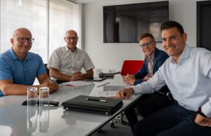 Roman Großmann und Frank Gilpert von Lieblang, Bastian Fiedler und Thorsten Frank von m:con (von links, Foto: m:con)