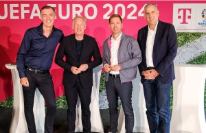 Michael Hagspihl (DTAG), Johannes B. Kerner, Wolfgang Metze (DTAG), Stephan Schmitter (RTL) (von links, Foto: DTAG)