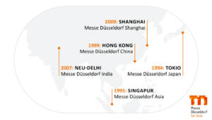 Töchter der Messe Düsseldorf in Asien (Grafik: Messe Düsseldorf)