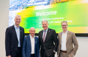 Eröffnungspressekonferenz mit Kai Hattendorf, Geoff Dickinson, Gerald Böse und Jörn Holtmeier (von links, Foto: Koelnmesse/Wachenfeld)