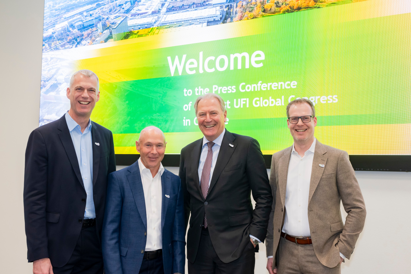 Eröffnungspressekonferenz mit Kai Hattendorf, Geoff Dickinson, Gerald Böse und Jörn Holtmeier (von links, Foto: Koelnmesse/Wachenfeld)