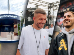 SodaStream beim UEFA Champions Festival, Lukas Podolski und Julyan Pohl (Foto: SodaStream)