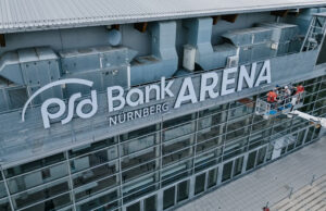 Neues Logo an der PSD Bank Nürnberg Arena (Foto: PSD Bank Nürnberg)