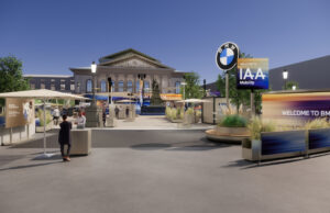 Wie sich die BMW Group zur IAA Mobility 2025 präsentiert So soll der BMW Open Space 2025 aussehen (Rendering: BMW Group)
