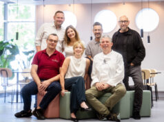 Kassel Convention Network startet neues MICE-Angebot oben: Gregor Schäfer (W&M), Michelle Spangenberg (KCB), Marcel Christ (KCB), Andreas Moritz (Ambion), unten: Manuel Heiser (Rent.Group), Anke Müller (KCB) und Rainer Holzhauer (Der Grischäfer/Renthof) (von links, Foto: Kassel Marketing GmbH)