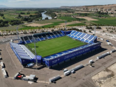 Nüssli realisierte zwei temporäre Stadionprojekte Temporäre Arena von Real Zaragoza (Foto: Nüssli)