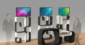 Fraunhofer mit selbstgedrucktem Messestand bei der Formnext Rendering des Fraunhofer-IWU-Messestands für die Formnext (Foto: Fraunhofer IWU/Constanze Kuring)