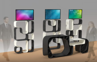 Fraunhofer mit selbstgedrucktem Messestand bei der Formnext Rendering des Fraunhofer-IWU-Messestands für die Formnext (Foto: Fraunhofer IWU/Constanze Kuring)