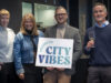 City Vibes: ProWein setzt auf urbane Impulse in Düsseldorf Fleur Förster, Nicole Funke und Frank Schindler von der ProWein mit Hendrik Schellkes von der Agentur Wellfairs (von links, Foto: Constanze Tillmann)