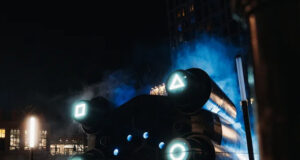 Ultra OOH inszeniert PlayStation-Raumschiff in Berlin Das PlayStation-Raumschiff am Ravelinplatz (Foto: Sony Interactive Entertainment Europe)