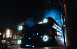 Ultra OOH inszeniert PlayStation-Raumschiff in Berlin Das PlayStation-Raumschiff am Ravelinplatz (Foto: Sony Interactive Entertainment Europe)