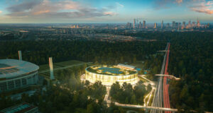 Ausschreibungen für Frankfurts neue Multifunktionsarena gestartet Visualisierung einer Multifunktionsarena im direkten Umfeld des Frankfurter Waldstadions (Foto: AS+P Albert Speer + Partner/HHVision)