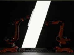 Kunstinstallation im Kuka-Showoom mit Samsung und Media tek Kuka, Samsung und Media tek kreieren Hightech-Kunstinstallation (Fotos: Kuka)