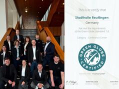 Green-Globe: Stadthalle Reutlingen bestätigt Platin-Status Stadthalle Reutlingen behält Green-Globe-Platin (Foto: Stadthalle Reutlingen)