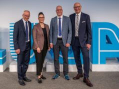 Neue Geschäftsführung für die Messe Luzern Urs Hunkeler, Fabienne Meyerhans, Silvan Auf der Maur und Markus Lauber (von links, Foto: Messe Luzern)
