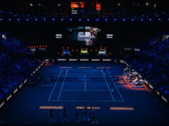 Wie sich Duravit beim Porsche Tennis Grand Prix inszenierte Duravit auf der Court-Bande (Foto: Porsche AG)