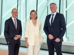 Olma Messen St.Gallen verabschiedet Thomas Scheitlin Thomas Scheitlin, Christine Bolt und Markus Streckeisen (von links, Foto: Michael Huwiler)